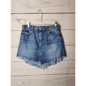 We The Free Womens Bailey Jean Skirt Blue Mini Pockets Frayed Free People 28